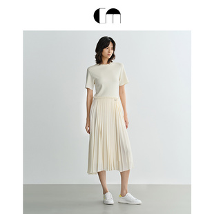 COMME 女针梭拼接百褶连衣裙淡人穿搭 MOI吕燕设计师款