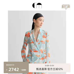 休闲印花双排扣西装 时尚 MOI吕燕设计师早春女装 COMME