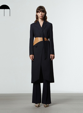 COMME MOI吕燕设计师早春修身羊毛混纺大衣外套