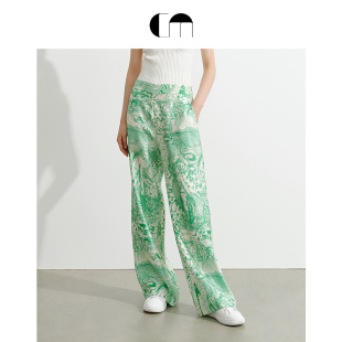 复古印花桑蚕丝阔腿裤 时尚 MOI吕燕设计师早春女装 COMME