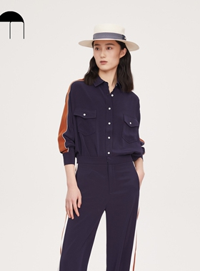 [闫妮柯蓝同款]COMME MOI吕燕设计师早春撞色衬衣女士衬衫上衣