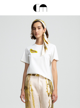 COMME MOI吕燕设计师早春女装薄款简约白色T恤圆领通勤