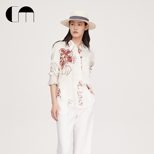 衬衫 上衣 MOI吕燕设计师春夏印花醋酸复古小众女士长袖 COMME