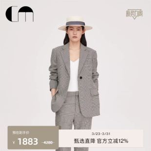 COMME 外套 MOI吕燕设计师复古千鸟格纹提花织带女士羊毛西装