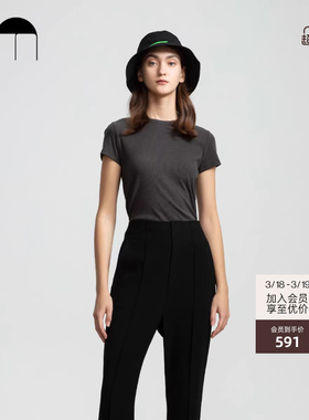 COMME MOI吕燕设计师早春纯色修身显瘦基础百搭休闲圆领T恤女
