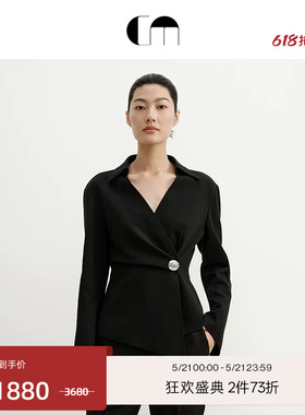 COMME MOI吕燕设计师夏季女装收腰廓形羊毛黑色西装