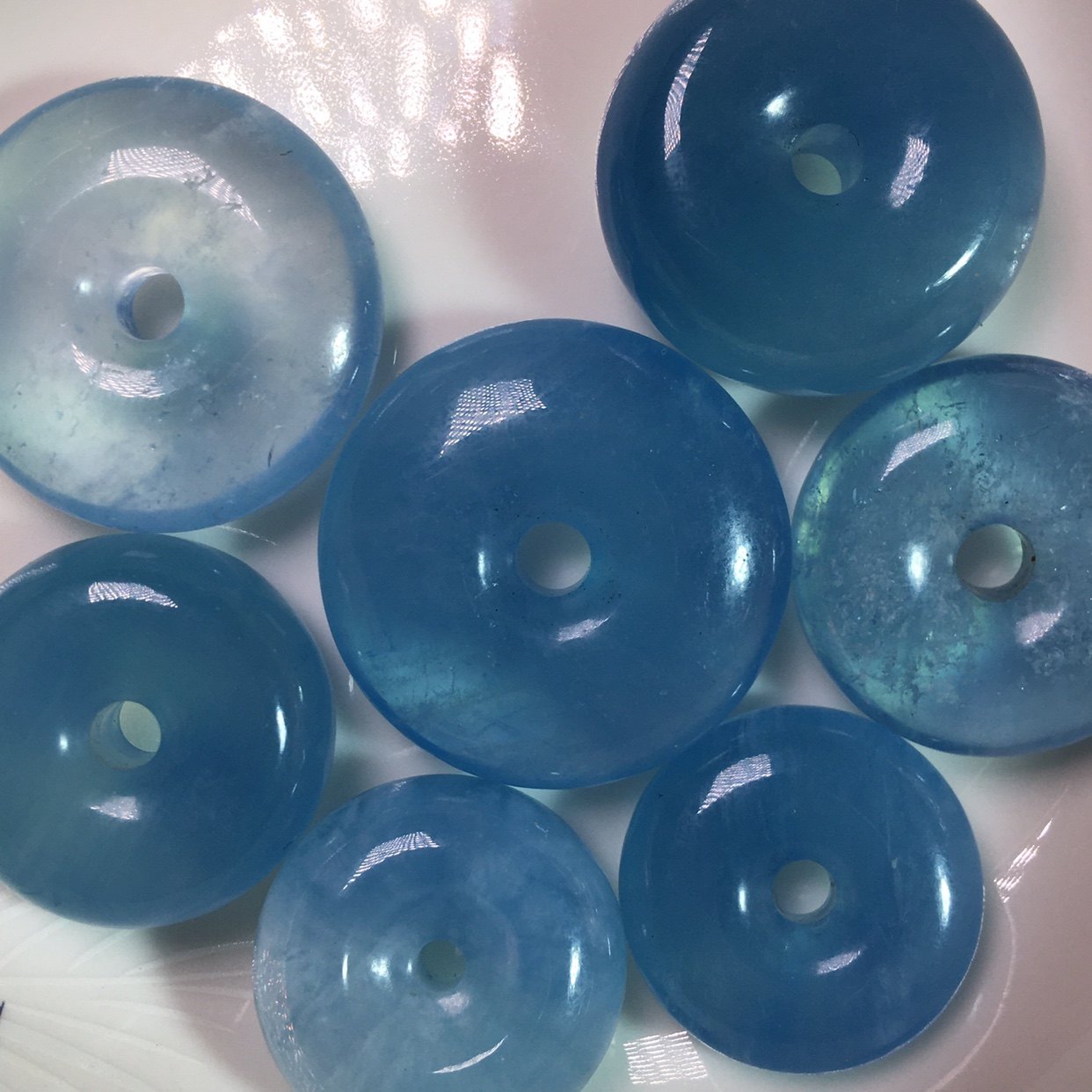 天然海蓝宝平安扣吊坠转运珠海蓝宝单珠原石蓝色水晶项链男女款