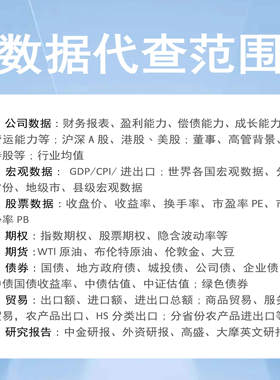 【金融经济&实证数据】代找数据代查【接实证分析stata数据分析】