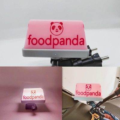 LED头盔灯Foodpanda熊猫摩托车的电动机车把手广告小灯外送车灯
