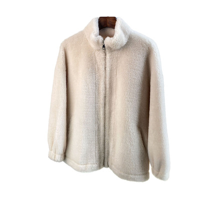 1100%羊毛立领羊剪绒皮草外套男