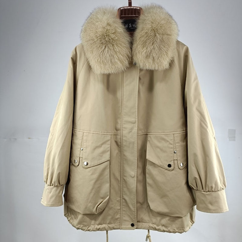 派克服女款冬款獭兔毛内胆可拆卸年轻款时尚短款狐狸毛领皮草外套,女装/女士精品,皮草,淘宝优惠券,粉丝福利购,淘宝优惠卷