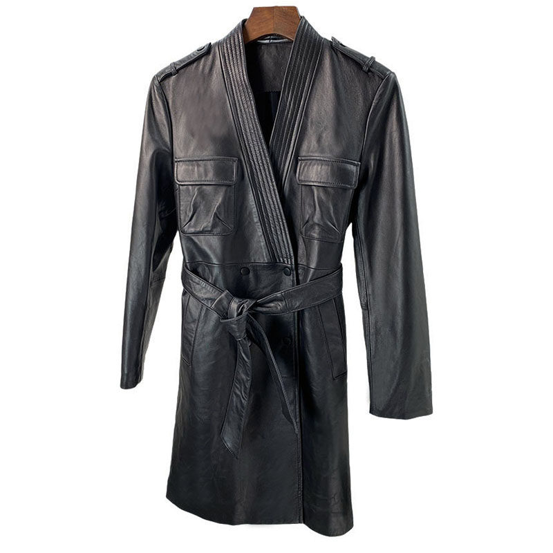 高级感黑皮衣外套女春秋冬中长款风衣修身休闲气质绵羊皮海宁 V46,女装/女士精品,皮衣,淘宝优惠券,粉丝福利购,淘宝优惠卷