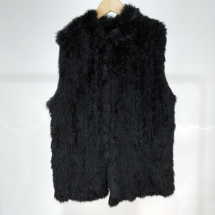出口日韩整皮兔毛车条纯手工双面编织皮草马甲夹立领背心坎肩特价