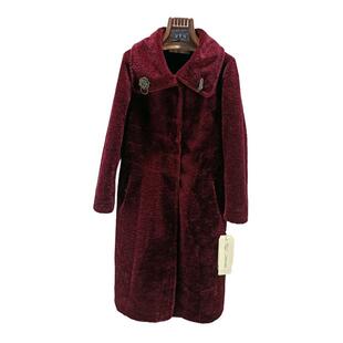 冬季高端100%羊毛羊剪绒长袖皮草外套修身显瘦加厚中长款大衣女特