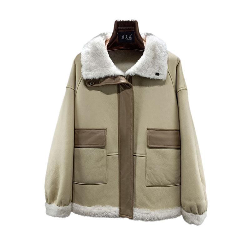 短款美丽奴真羊皮毛一体外套女机车羊毛皮草年轻款宽松休闲特 P68