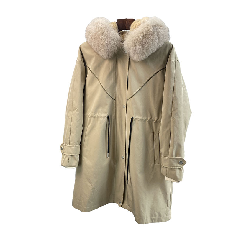 狐狸毛毛领派克服獭兔毛皮草外套
