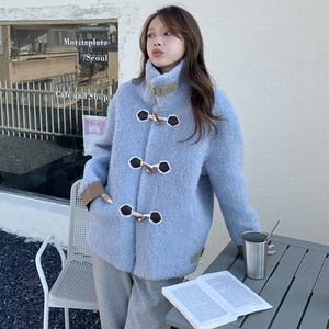 颗粒羊剪绒大衣女皮毛一体2024冬新款海宁羊羔毛韩版皮草外套短款