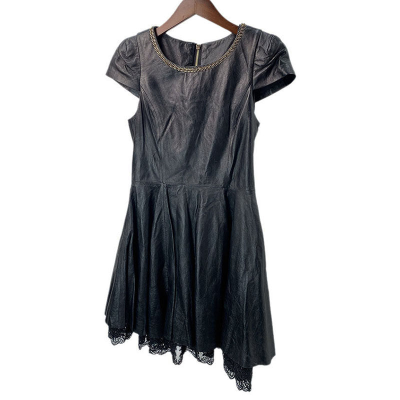 春秋连衣裙真皮女新款修身气质时尚显瘦中长款绵羊皮连衣裙 V89,女装/女士精品,连衣裙,淘宝优惠券,粉丝福利购,淘宝优惠卷