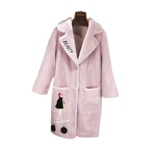 2025海宁澳洲羊毛羊剪绒大衣女中长款复合皮毛一体西装领皮草外套