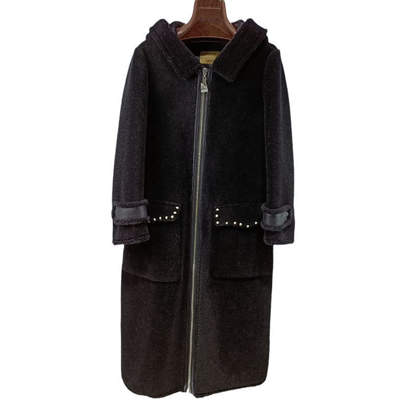 2025年新款羊剪绒大衣皮毛一体羊羔毛连帽皮草外套女中长款修身特,女装/女士精品,皮草,淘宝优惠券,粉丝福利购,淘宝优惠卷