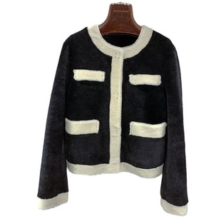 气质小香风年轻款小个子短款羊剪绒外套女圆领全羊毛皮草大衣特价