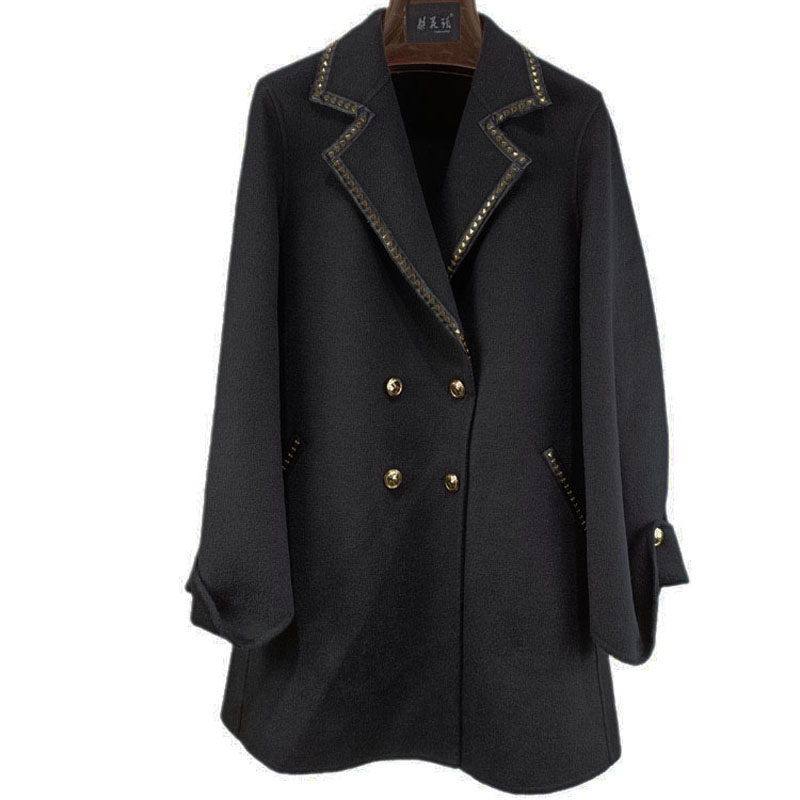 100%羊毛双面呢中长款西装领特价