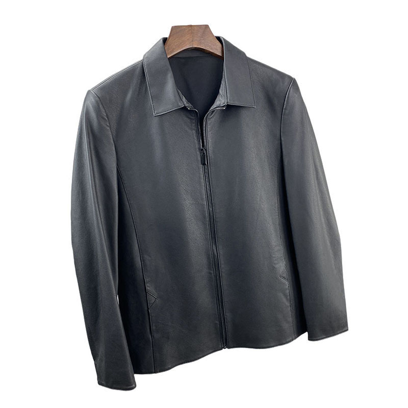 海宁头层牛皮夹克男士单皮衣小码
