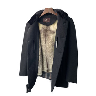 新款 百搭派克服立领特 可拆卸皮毛一体保暖尼克服水貂整貂内胆男士