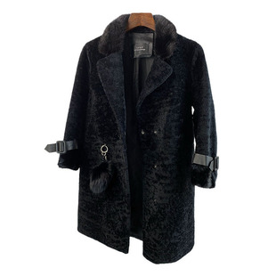 大衣 修身 P22 皮草外套水貂毛中长款 美利奴原生态羊皮毛一体女装