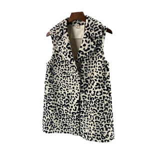 新款冬豹纹羊剪绒马甲女短颗粒羊羔毛无袖皮毛一体皮草外套马夹