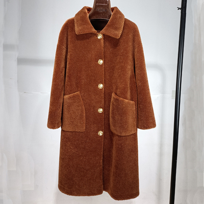 断码清仓颗粒羊剪绒女中长款修身