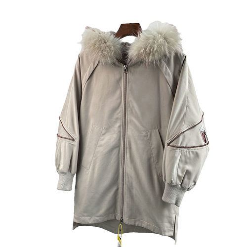 獭兔毛宽松大衣中长款派克服