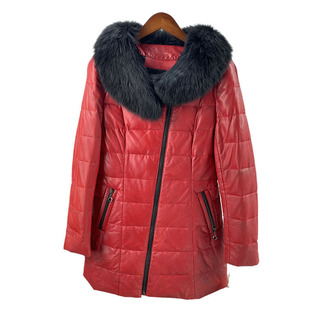 断码清 真皮羽绒服女中长款秋冬狐狸毛韩版显瘦皮衣绵羊皮外套V48