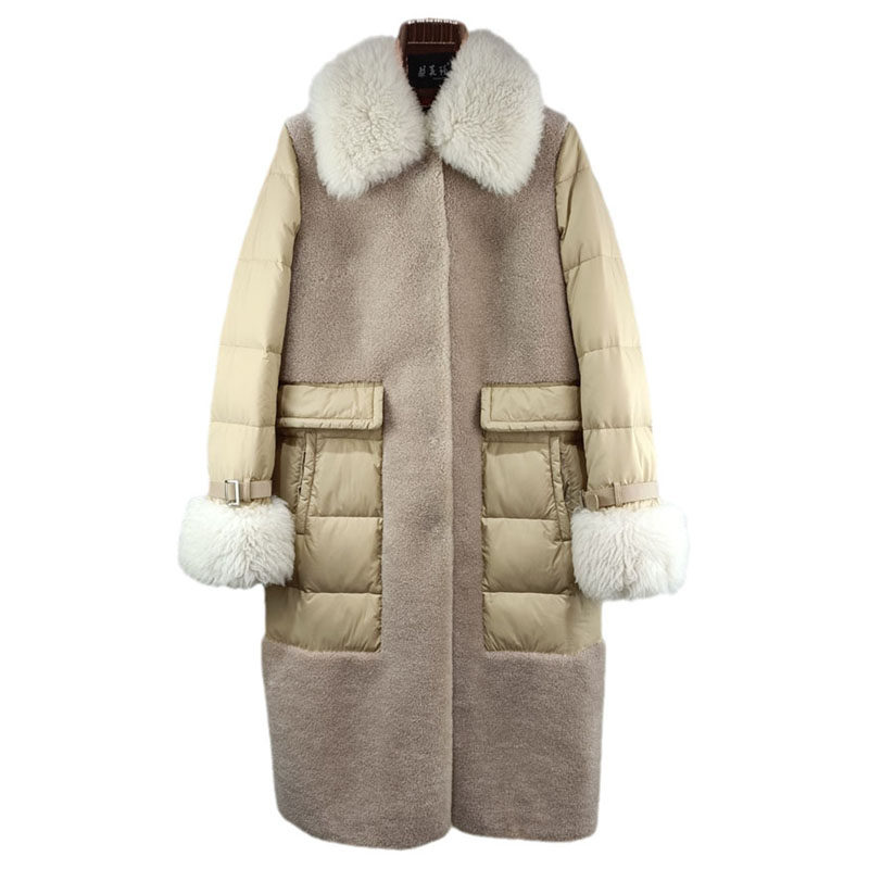 冬新款托斯卡纳羊毛皮毛一体羊剪绒羽绒服女中长收腰颗粒皮草外套,女装/女士精品,皮草,淘宝优惠券,粉丝福利购,淘宝优惠卷