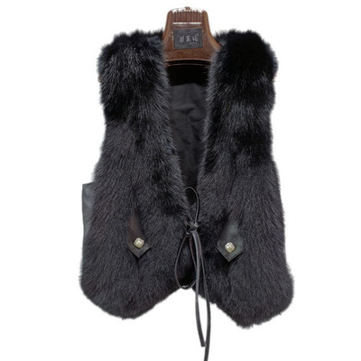 芬兰进口绵羊皮纯狐狸毛毛马甲