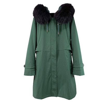 修身貉子毛领中长款獭兔毛内胆特