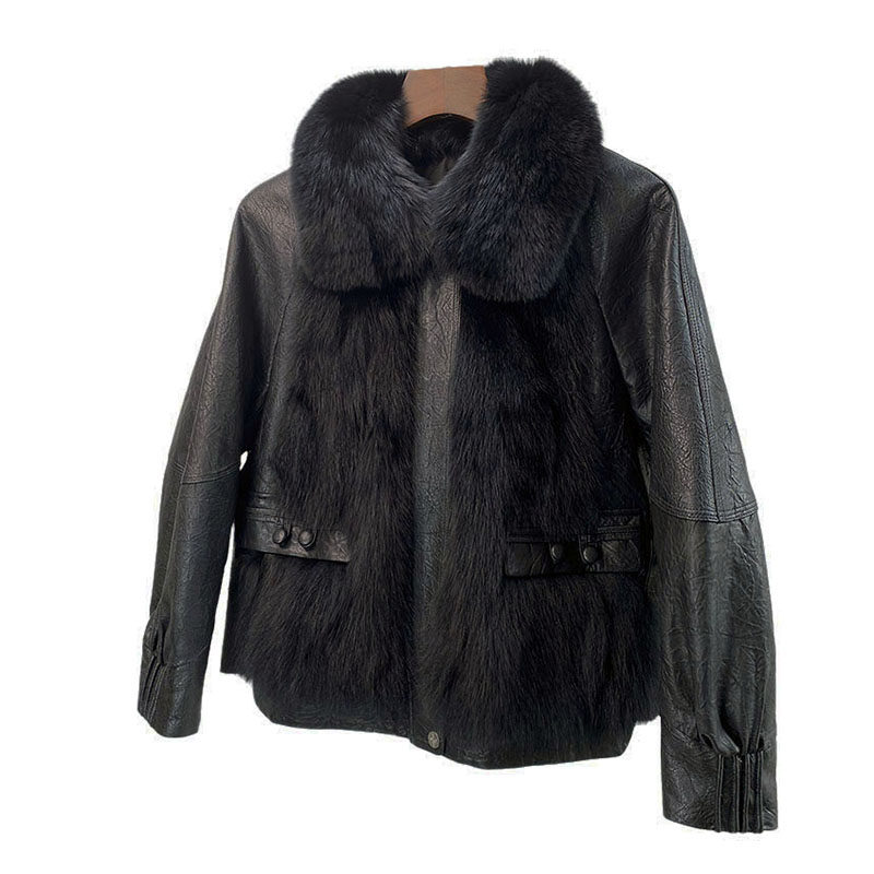 秋冬狐狸毛皮草外套配头层真皮绵羊皮短款年轻款高端修身上衣特价,女装/女士精品,皮衣,淘宝优惠券,粉丝福利购,淘宝优惠卷