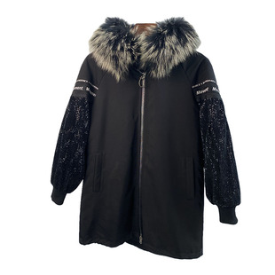 冬海宁貉子毛领连帽派克服皮草女士中长款獭兔绒毛内胆外套特K129