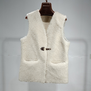 微瑕疵处理100%羊毛皮草马甲外套羊剪绒皮毛一体大衣羊羔毛背心女