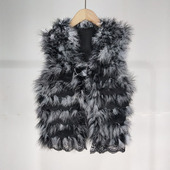 修身 新款 海宁鸵鸟毛真毛皮草女马甲保暖背心加密外套圆领无袖 显瘦