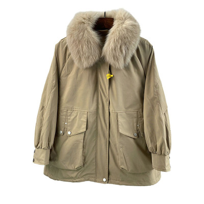 超大狐狸毛领皮草外套派克服