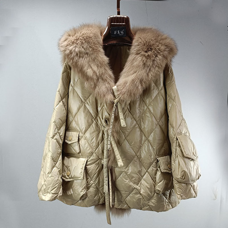 皮草外套超大狐狸毛领新款羽绒服