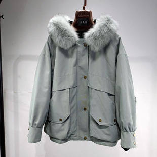 派克服女冬季 可拆卸獭兔毛内胆皮草外套潮狐狸毛 2025新小个子短款