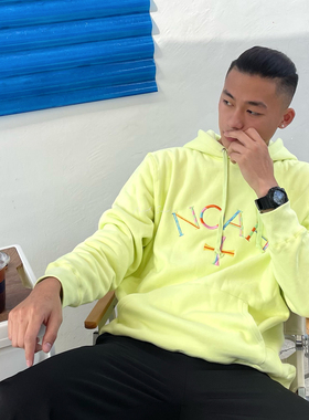 NOF studio 彩色十字架刺绣 LOGO连帽卫衣美潮休闲