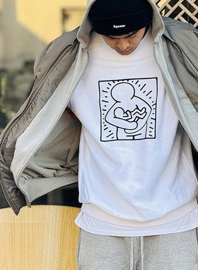 NOF studio NOAH地球爱人手绘胸前印花基础款美潮宽松套头流行