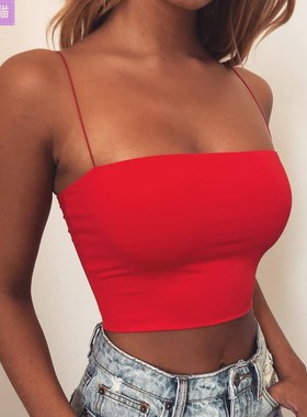 combed cotton sling tube top spot vest 纯色露背吊带抹胸女装