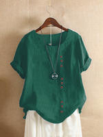 Women's top large casual loose cotton linen T-shirt thumbnail 8