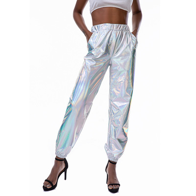 Hiphop leggings party iridescent sweatpants shiny pants girl
