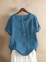 Women's top large casual loose cotton linen T-shirt thumbnail 7