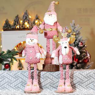 Christmas Telescopic Doll Pink Snowman Elderly Elk Doll娃娃